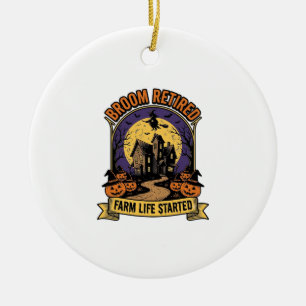 Halloween Farmer Shirt Spooky Haunted Farm Witch T Ceramic Tree Decoration
