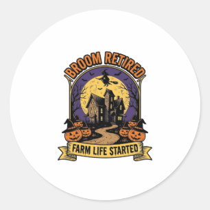 Halloween Farmer Shirt Spooky Haunted Farm Witch T Classic Round Sticker