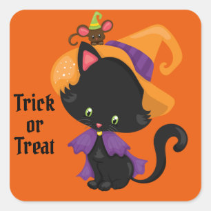 Halloween Favour Bag Sticker Cute Black Cat