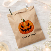 Halloween favour bag with scary pumpkin
