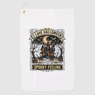 Halloween Feeling Shirt Vintage Haunted House Desi Golf Towel