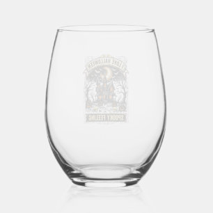 Halloween Feeling Shirt Vintage Haunted House Desi Stemless Wine Glass