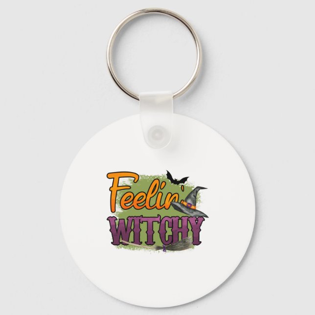 Halloween Feeling Witchy Birthday Key Ring (Front)