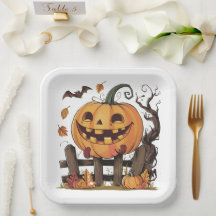 Halloween Festive Pumkin Paper Plate
