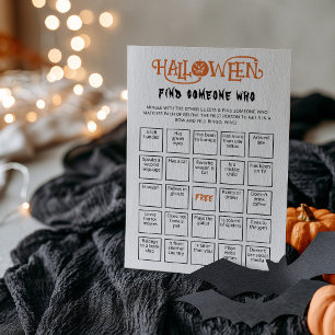 Halloween Find Someone Who Game Bingo game Card