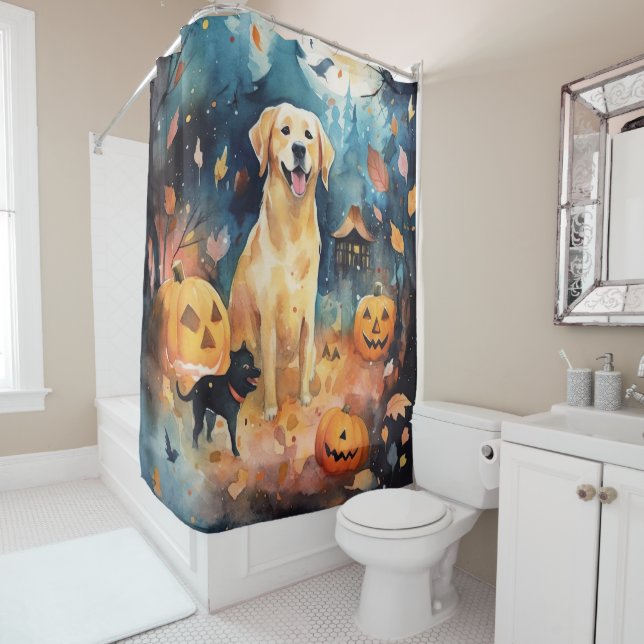 Halloween Finnish Lappund With Pumpkins Scary  Shower Curtain (In Situ)