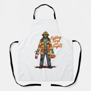 Halloween Firefighter Fighting Fires and Frights Apron