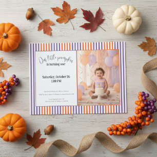 Halloween First Birthday Invitation Cute Pumpkin