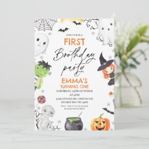 Halloween First Boothday Party 1st Birthday  Invitation