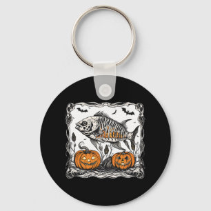 Halloween Fish Skeleton Funny Spooky Fish Bone Gra Key Ring