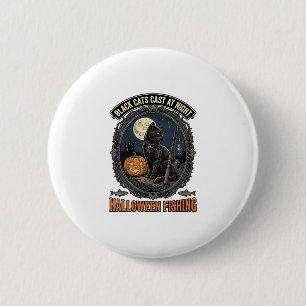 Halloween Fishing Cat Vintage Pumpkin Design_1 6 Cm Round Badge