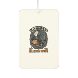 Halloween Fishing Cat Vintage Pumpkin Design_1 Car Air Freshener