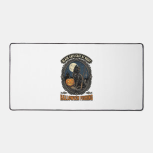 Halloween Fishing Cat Vintage Pumpkin Design_1 Desk Mat