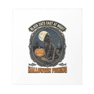 Halloween Fishing Cat Vintage Pumpkin Design_1 Notepad