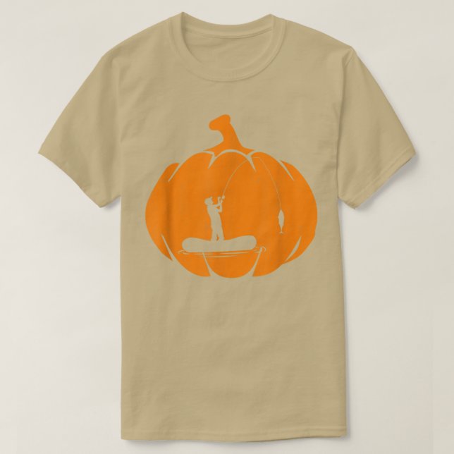 Halloween Fishing Pumpkin Fisherman  T-Shirt (Design Front)