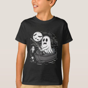 Halloween Fishing Shirt Spooky Ghost Fisherman Fis