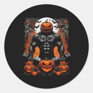 Halloween Fitness Skeleton Workout - Funny Gym Hal Classic Round Sticker