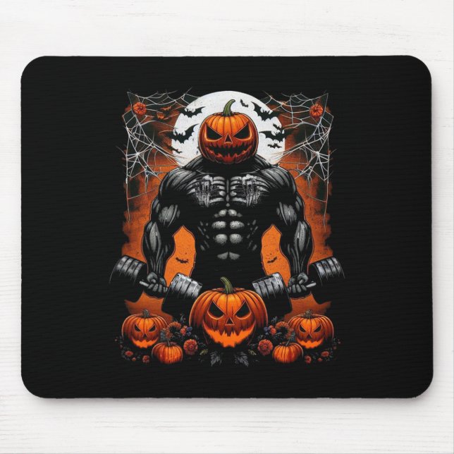 Halloween Fitness Skeleton Workout - Funny Gym Hal Mouse Pad (Front)