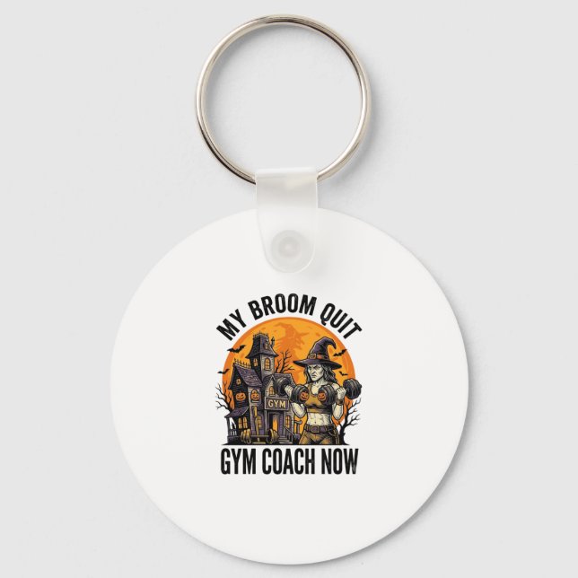 Halloween Fitness Trainer Witch Pumpkin Workout Gr Key Ring (Front)