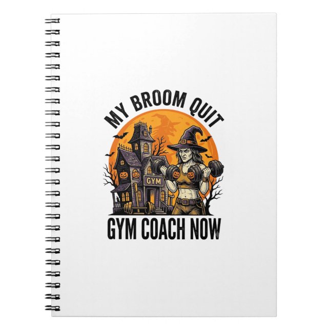 Halloween Fitness Trainer Witch Pumpkin Workout Gr Notebook (Front)