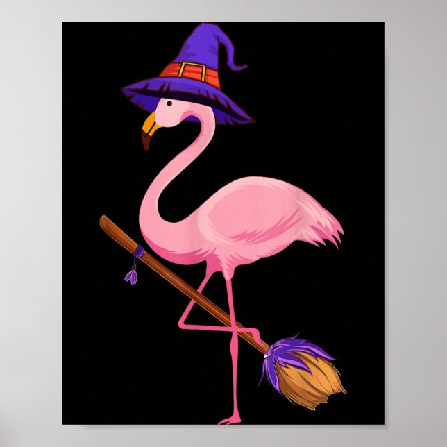 Halloween Flamingo Funny Flamingo Lover Witch Has Poster (Front)
