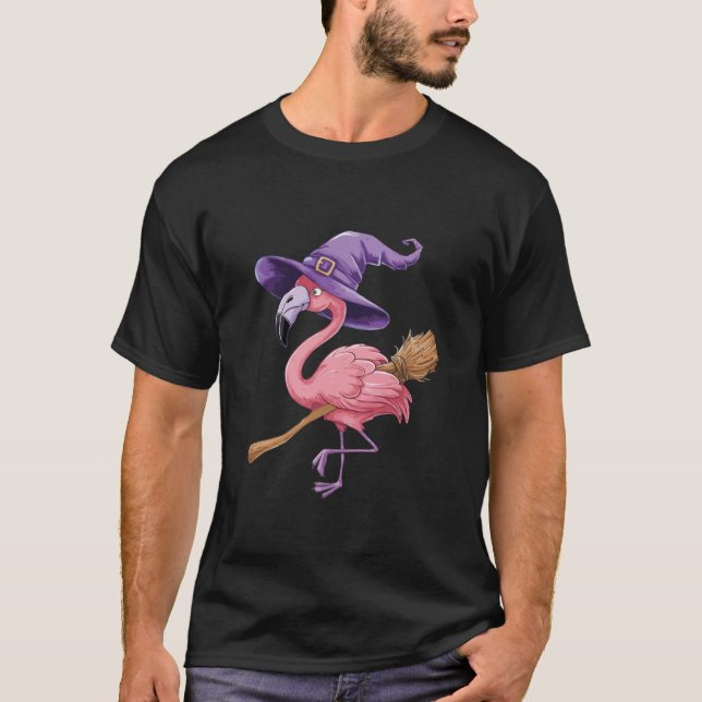 Halloween Flamingo Funny Flamingo Lover Witch Hat  T-Shirt (Front)
