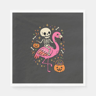 Halloween Flamingo Skeleton Candy Bucket Vector De Napkin