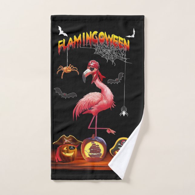  HALLOWEEN FLAMINGOWEEN  PIRATE HAND TOWEL (Hand Towel)