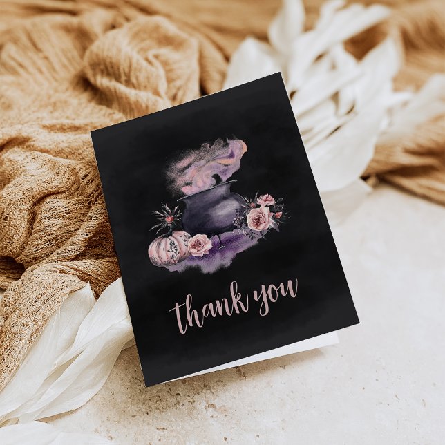 Halloween Floral Cauldron Thank You Card (Creator Uploaded)