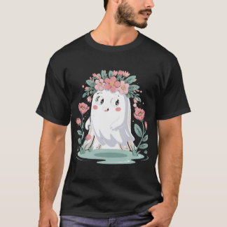 Halloween Floral Ghost Halloween Costume Girls T-Shirt