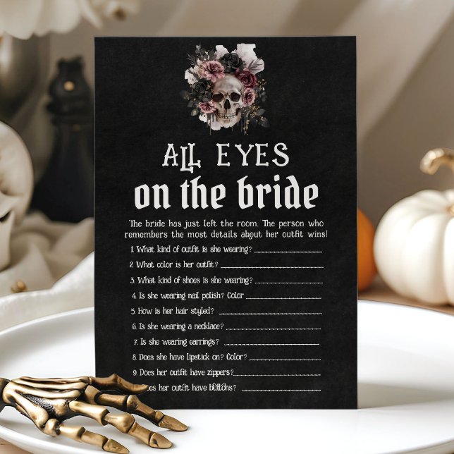 Halloween Floral Skull All Eyes On The Bride Game  Invitation (Halloween Floral Skull All Eyes On The Bride Game)