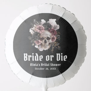 Halloween Floral Skull Bride or Die Bridal Shower Balloon