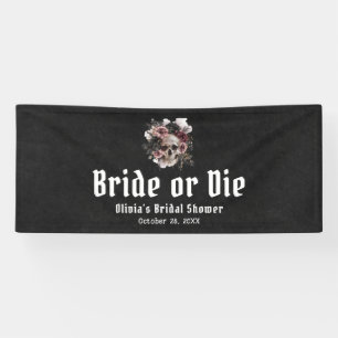 Halloween Floral Skull Bride or Die Bridal Shower Banner
