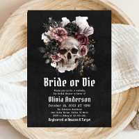 Halloween Floral Skull Bride or Die Bridal Shower