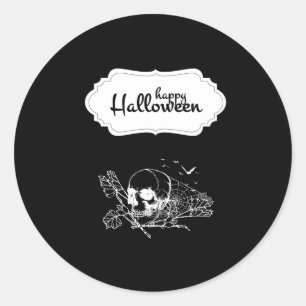 Halloween Floral Sugar Skull Classic Round Sticker