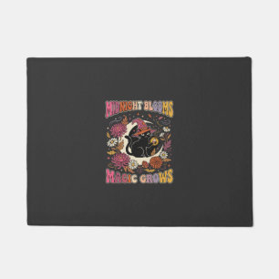 Halloween Floral Witch Cat Magic Doormat