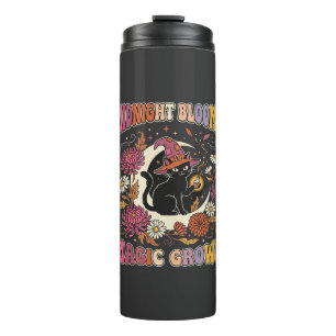 Halloween Floral Witch Cat Magic Thermal Tumbler