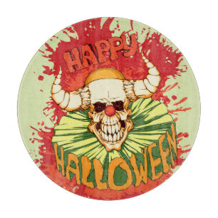 Halloween flyer: diabolical clown theme cutting board
