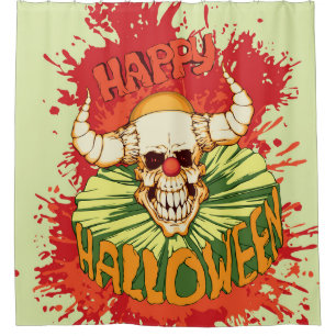 Halloween flyer: diabolical clown theme shower curtain