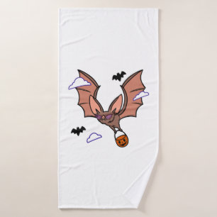 Halloween flying bat cute bath towel