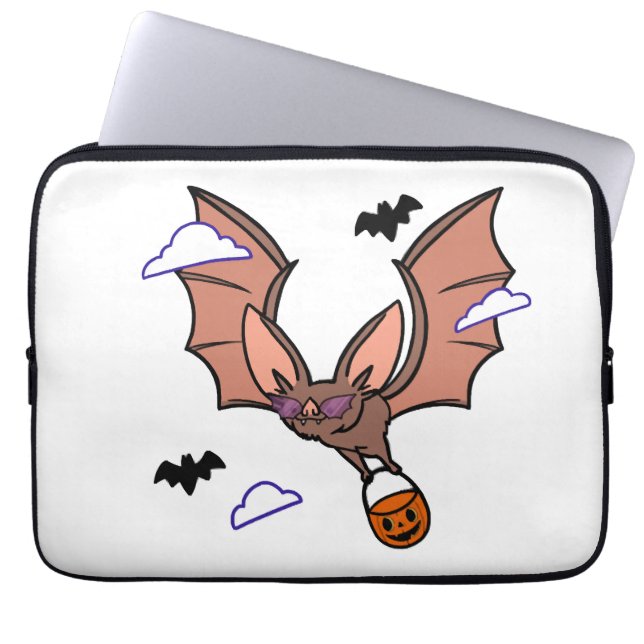 Halloween flying bat cute laptop sleeve (Front)