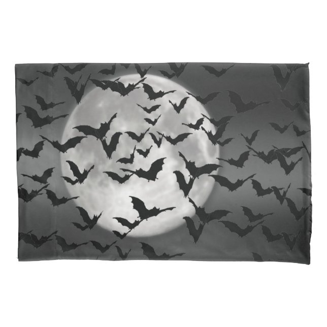 Halloween Flying Bats and a Full Moon Pillowcase (Front)
