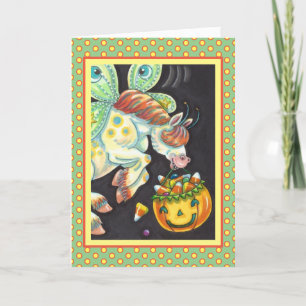 HALLOWEEN FLYING HORSE CANDY CORN HOLIDAY CARD