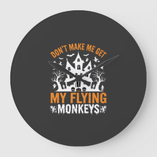 Halloween Flying Monkeys Haunted House Graphic Large Clock