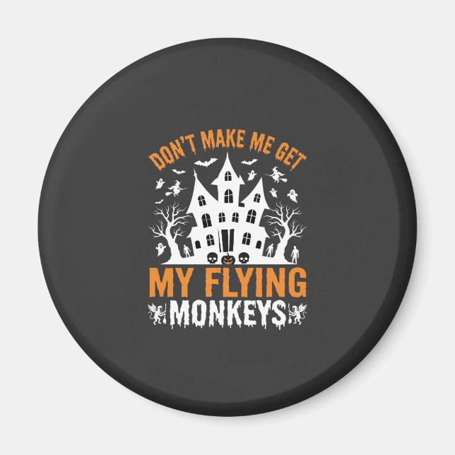Halloween Flying Monkeys Haunted House Graphic Magnet (Front)