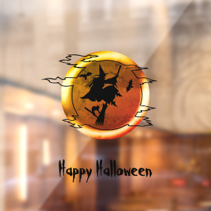 Halloween flying witch broomstick full moon custom