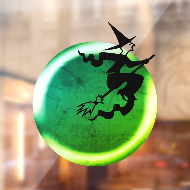 Halloween flying witch cat neon green full moon  (Sheet 2)