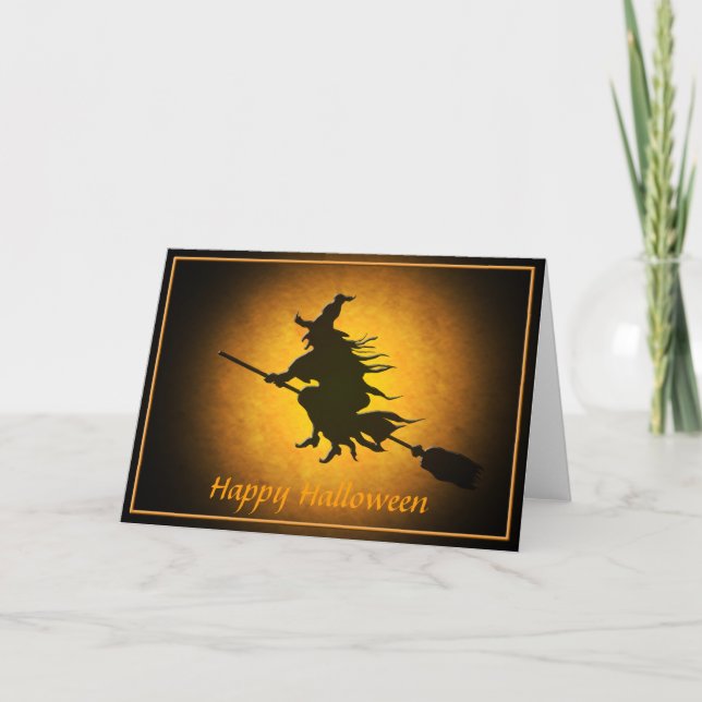 Halloween Flying Witch Greeting Card (Front)