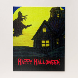HALLOWEEN FLYING WITCH napkins Jigsaw Puzzle