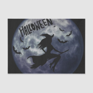Halloween Flying Witch With a Full Moon Tissue Paper